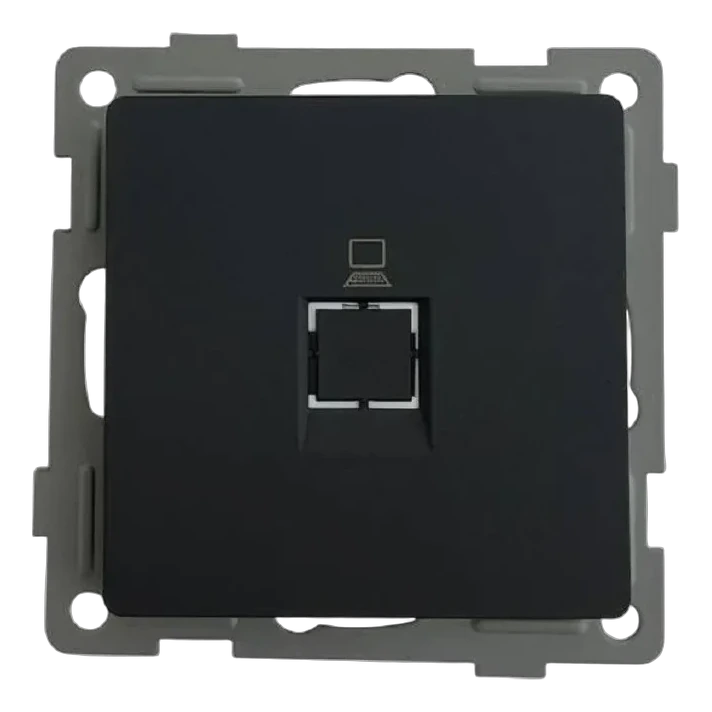 Розетка RJ45 (cat 5e) 1-я чёрная Софт-тач